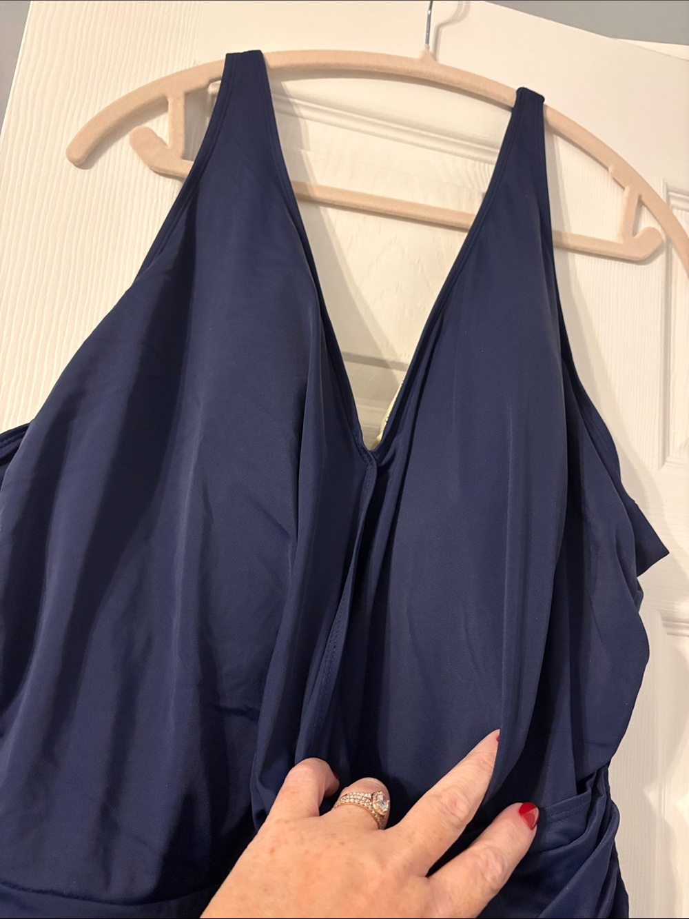 Denim&Co Navy Surplice One-Piece swim dress size 28W - Picture 6 of 11